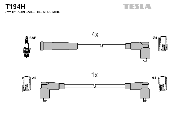TESLA Sada zapaľovacích káblov T194H 1