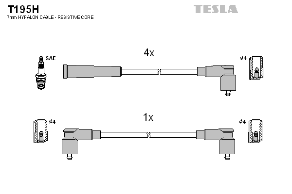 TESLA Sada zapaľovacích káblov T195H 1