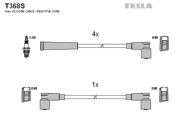 TESLA Sada zapaľovacích káblov T368S 1