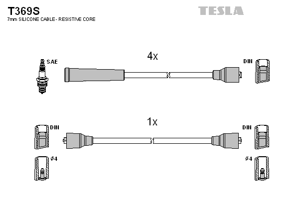 TESLA Sada zapaľovacích káblov T369S 1