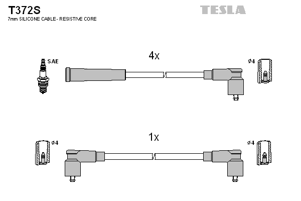 TESLA Sada zapaľovacích káblov T372S 1