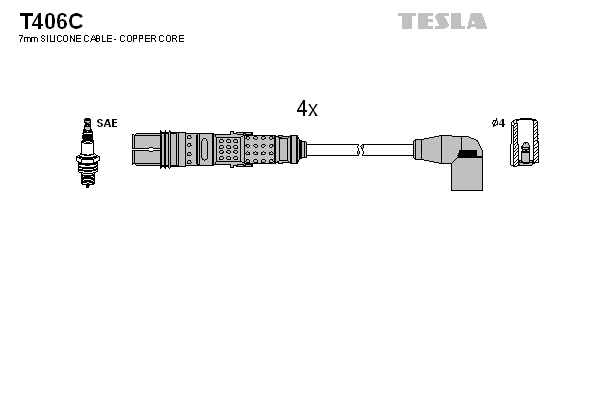 TESLA Sada zapaľovacích káblov T406C 1