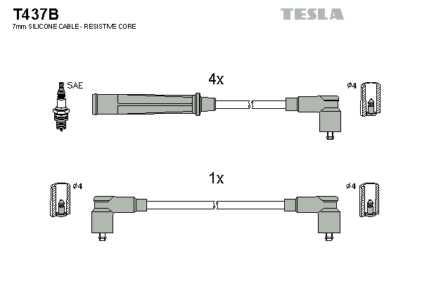 TESLA Sada zapaľovacích káblov T437B 1