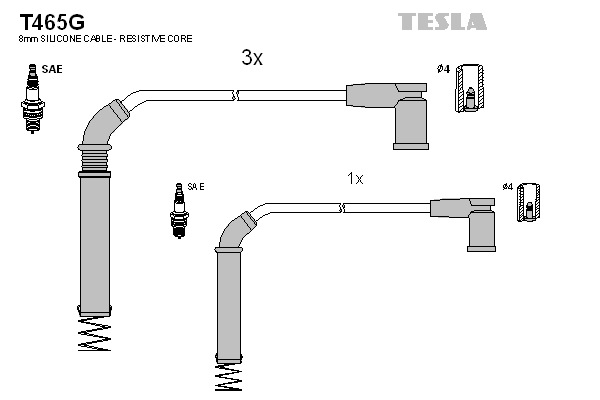 TESLA Sada zapaľovacích káblov T465G 1
