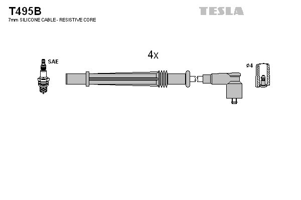 TESLA Sada zapaľovacích káblov T495B 1