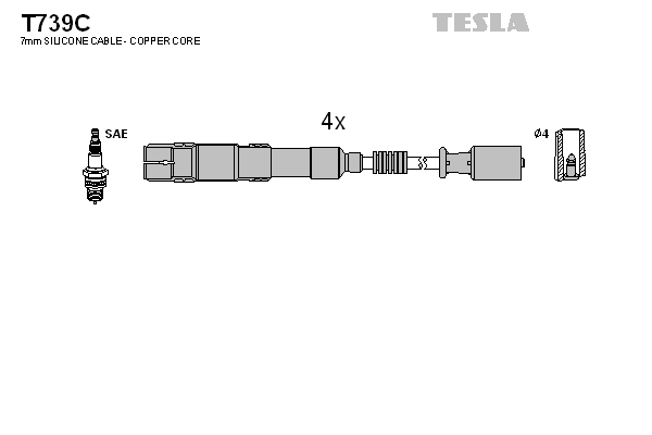 TESLA Sada zapaľovacích káblov T739C 1