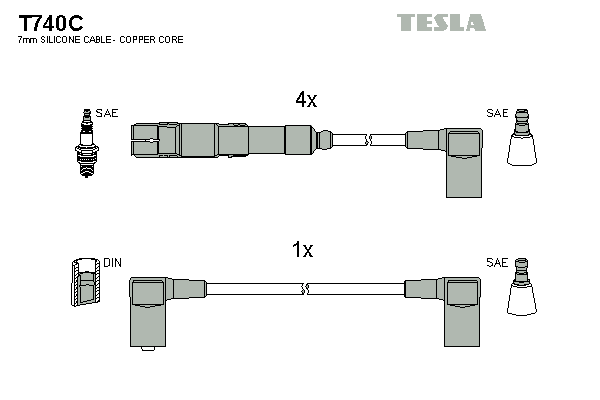 TESLA Sada zapaľovacích káblov T740C 1