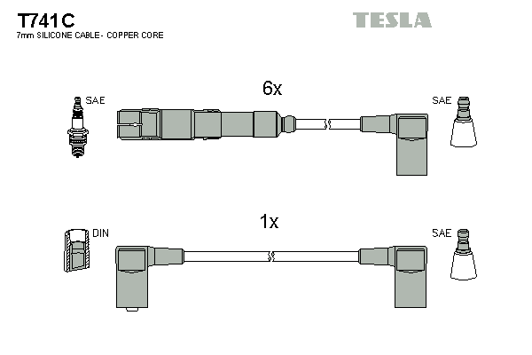 TESLA Sada zapaľovacích káblov T741C 1