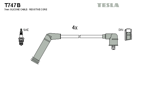 TESLA Sada zapaľovacích káblov T747B 1