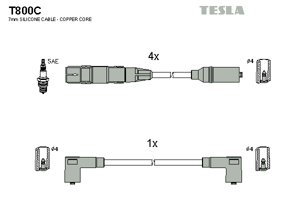 TESLA Sada zapaľovacích káblov T800C 1