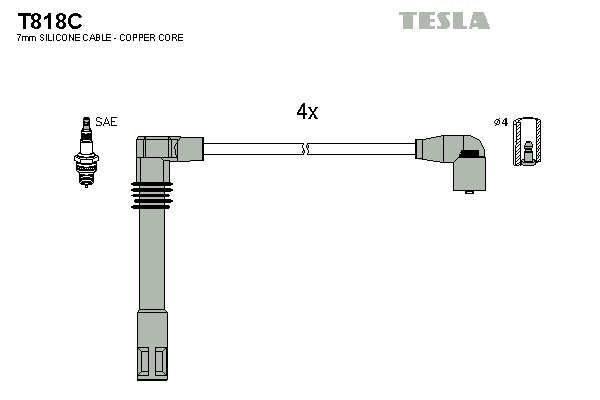 TESLA Sada zapaľovacích káblov T818C 1