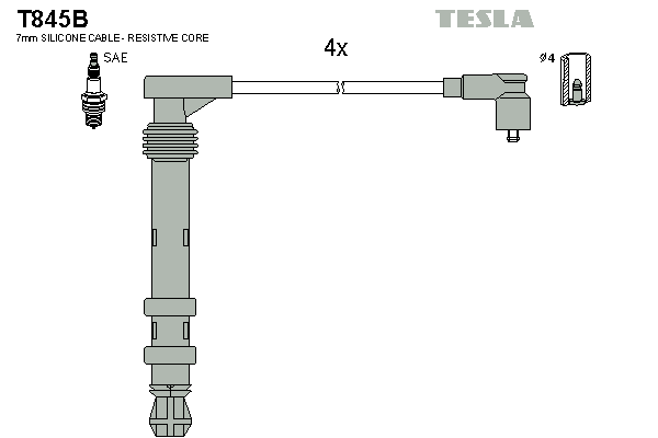 TESLA Sada zapaľovacích káblov T845B 1