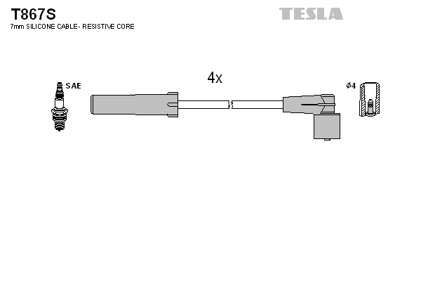 TESLA Sada zapaľovacích káblov T867S 1