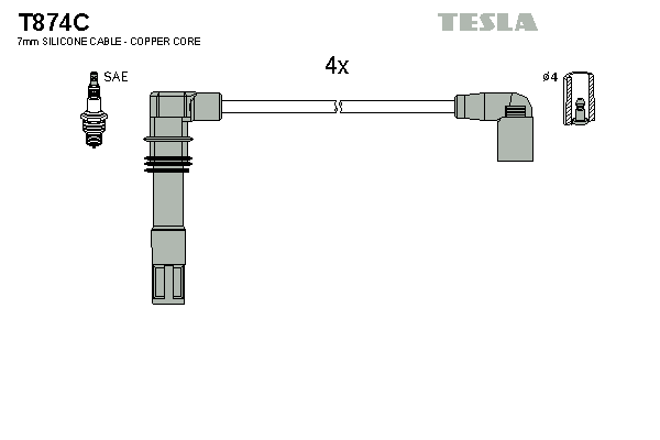 TESLA Sada zapaľovacích káblov T874C 1