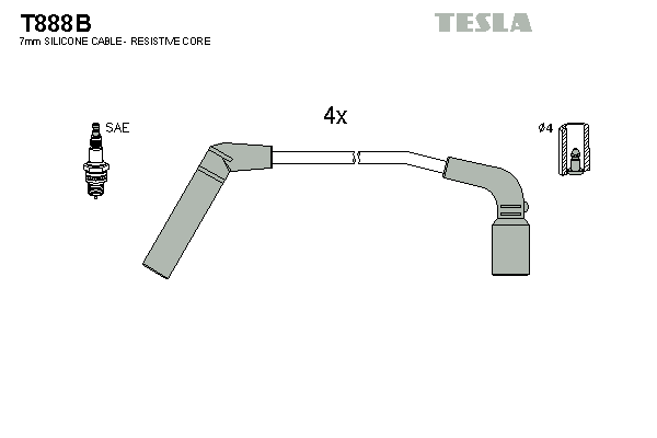 TESLA Sada zapaľovacích káblov T888B 1