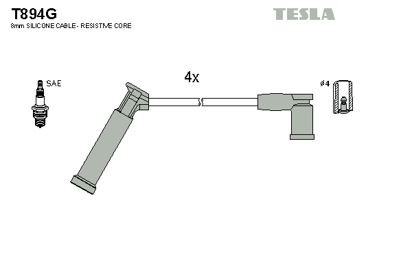 TESLA Sada zapaľovacích káblov T894G 1