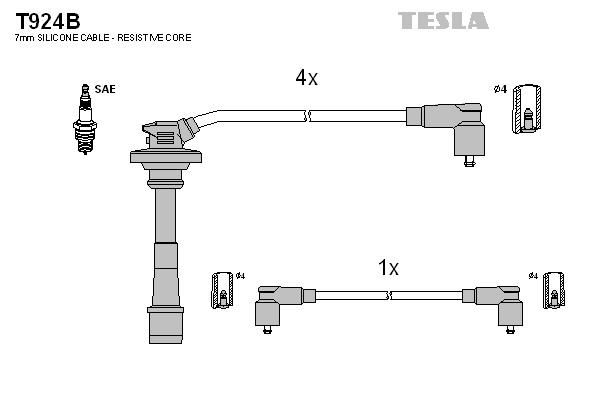 TESLA Sada zapaľovacích káblov T924B 1