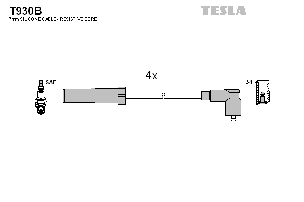 TESLA Sada zapaľovacích káblov T930B 1