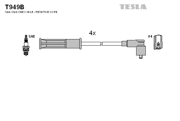 TESLA Sada zapaľovacích káblov T949B 1