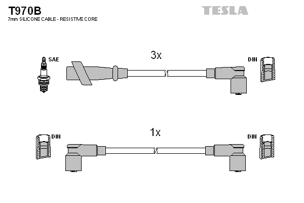 TESLA Sada zapaľovacích káblov T970B 1