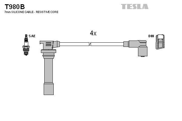 TESLA Sada zapaľovacích káblov T980B 1