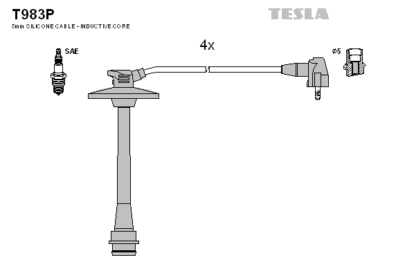 TESLA Sada zapaľovacích káblov T983P 1