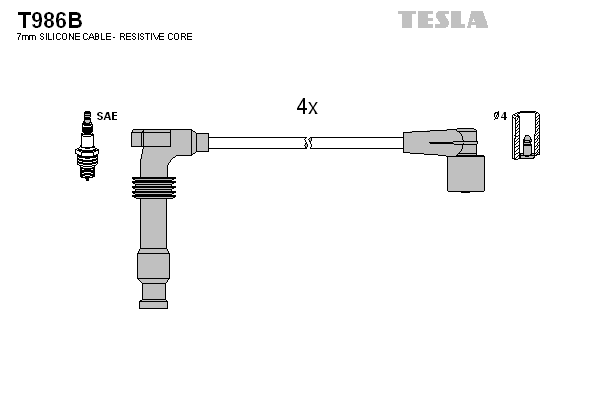 TESLA Sada zapaľovacích káblov T986B 1