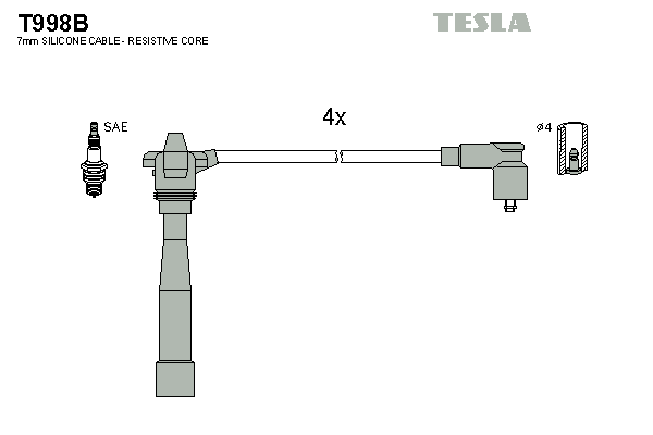 TESLA Sada zapaľovacích káblov T998B 1