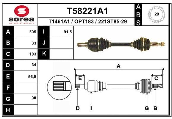 EAI Hnací hriadeľ T58221A1 1