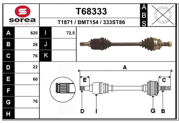 EAI Hnací hriadeľ T68333 1