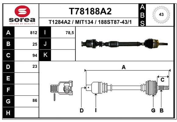 EAI Hnací hriadeľ T78188A2 1