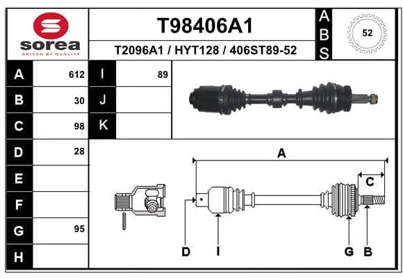 EAI Hnací hriadeľ T98406A1 1