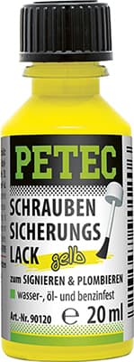 Lak na zaistenie skrutiek žltý 20ml PETEC 90120 90120 1