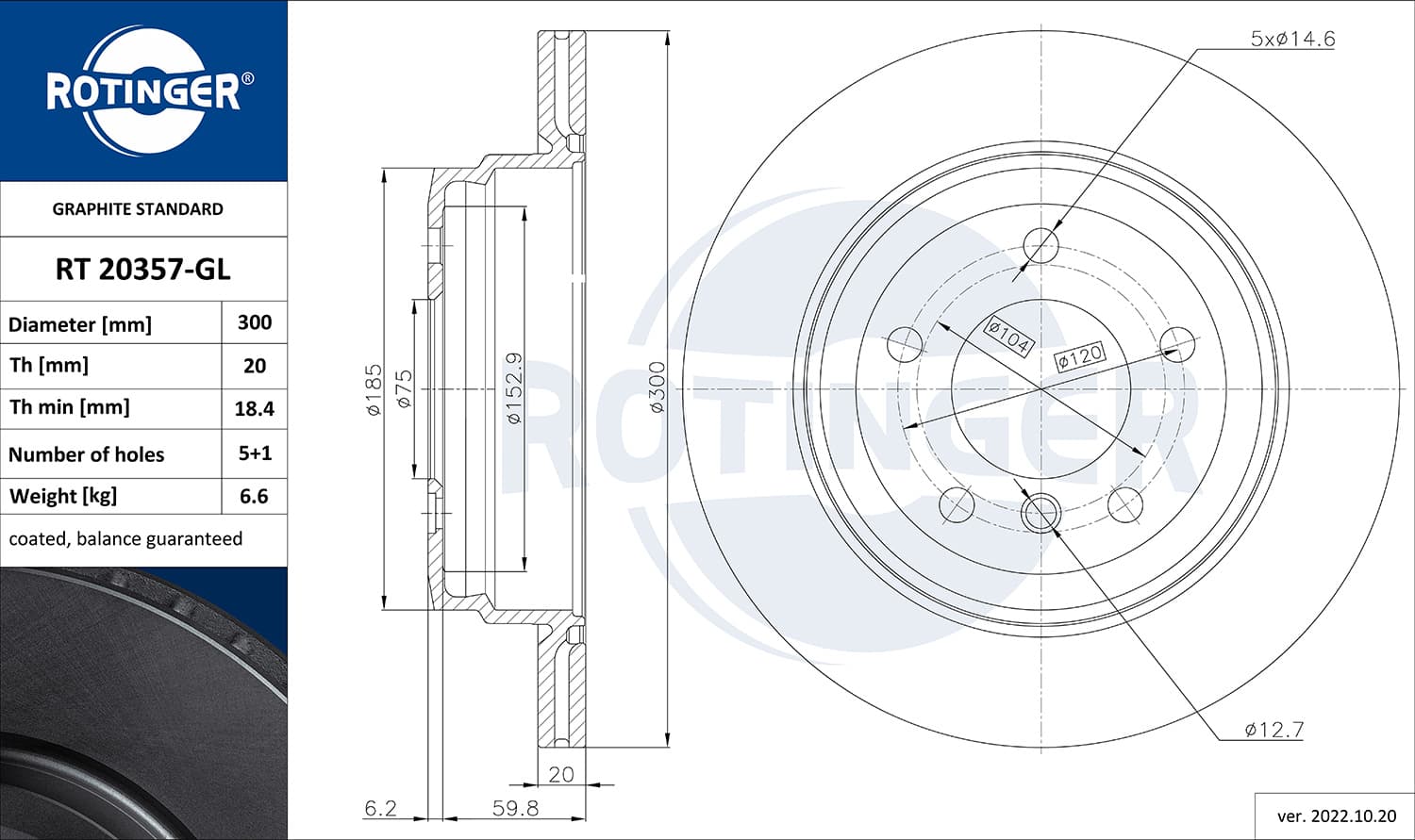 ROTINGER Brzdový kotúč RT 20357-GL 1