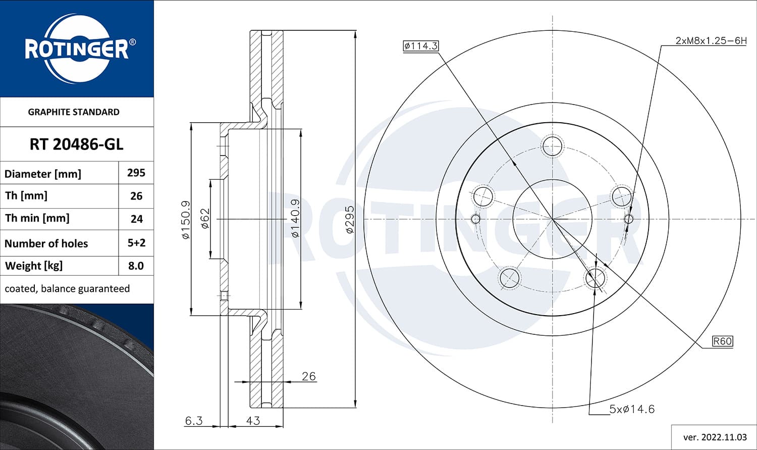 ROTINGER Brzdový kotúč RT 20486-GL 1