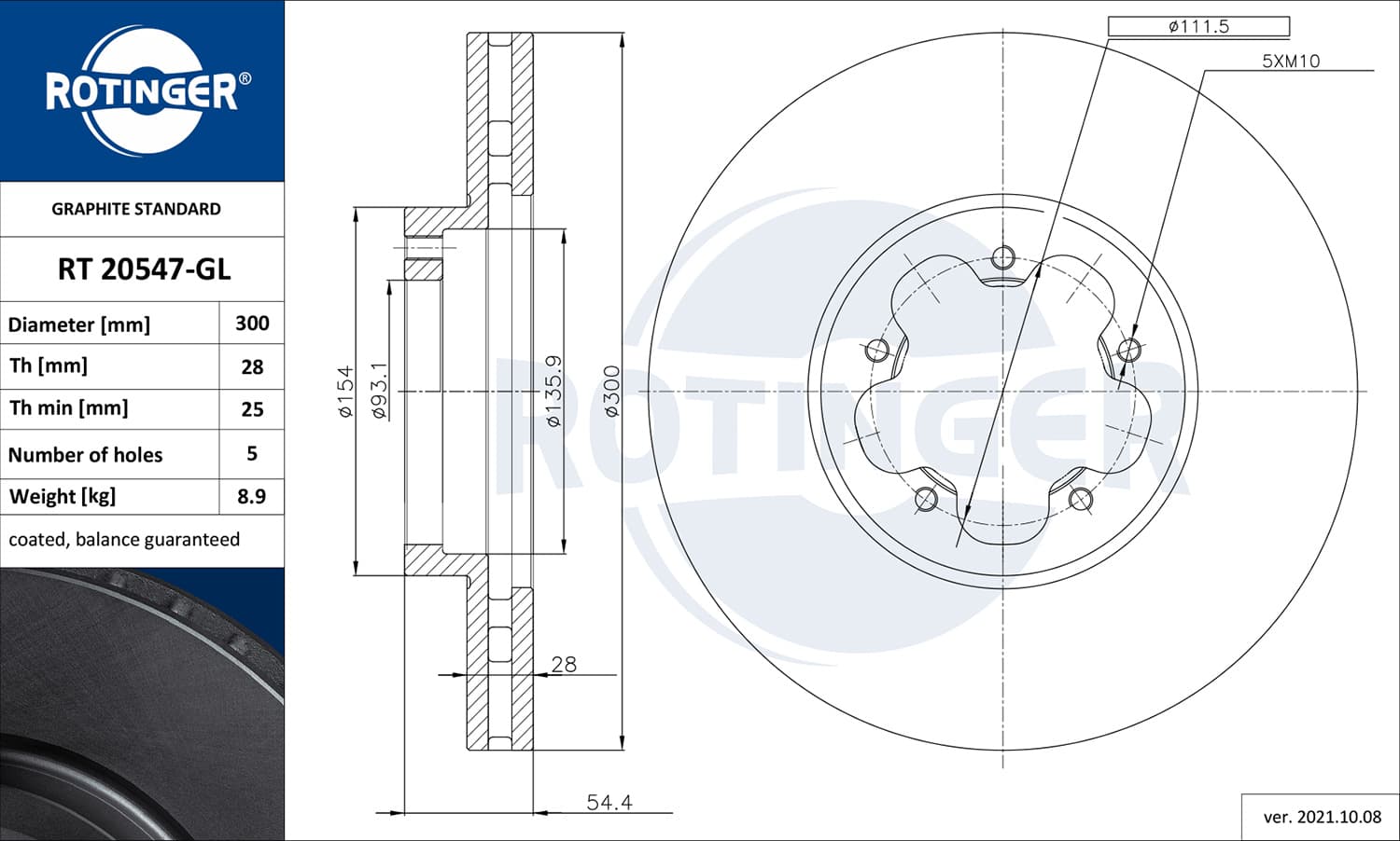 ROTINGER Brzdový kotúč RT 20547-GL 1