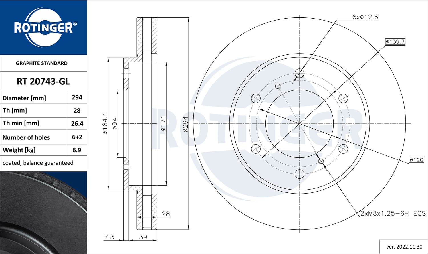 ROTINGER Brzdový kotúč RT 20743-GL 1