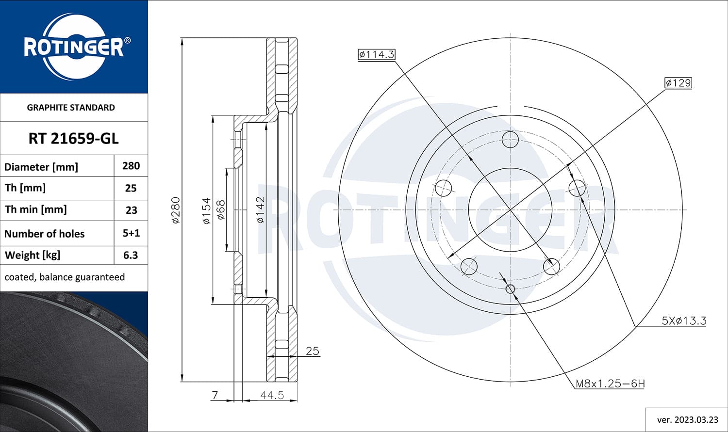 ROTINGER Brzdový kotúč RT 21659-GL 1