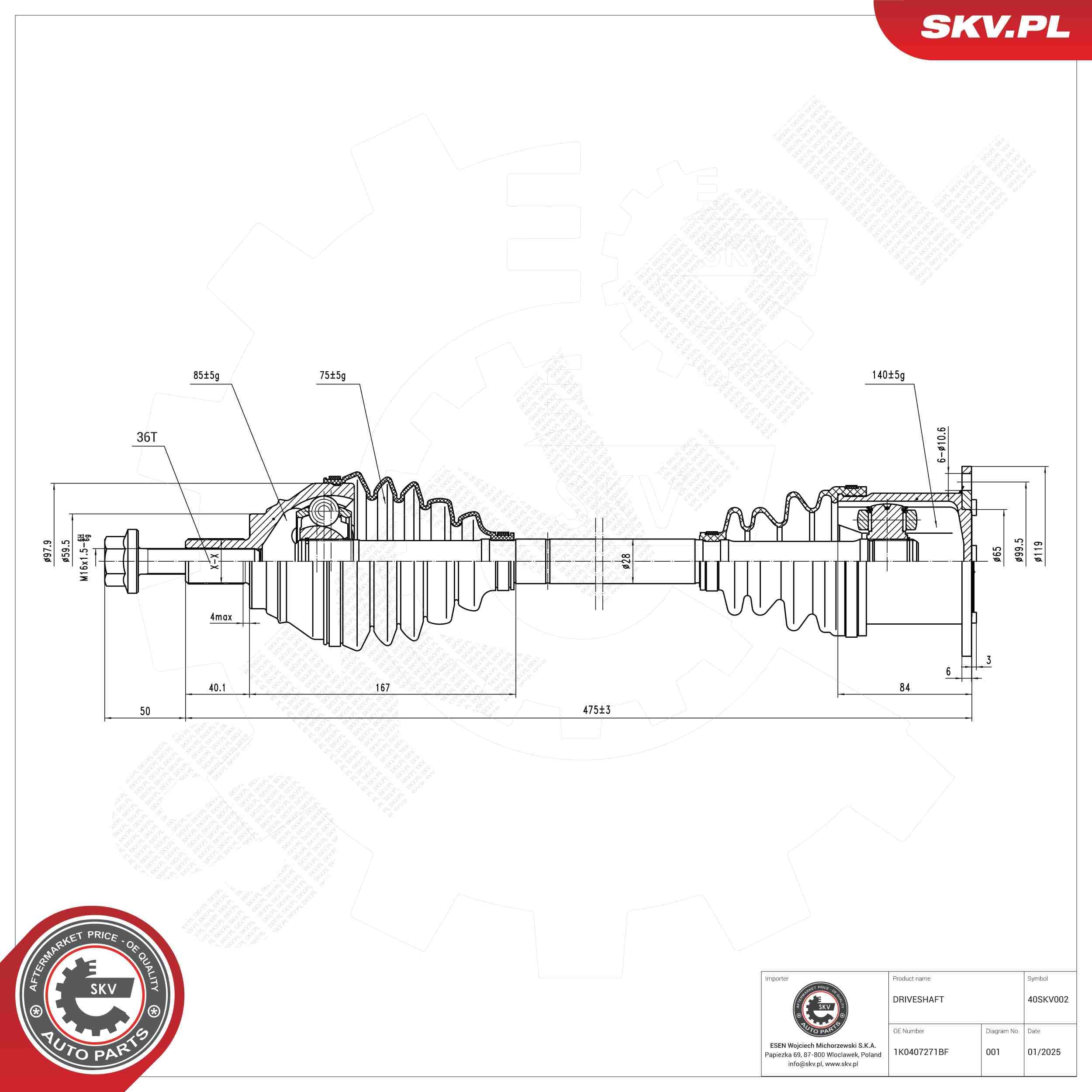 SKV Hnací hriadeľ 40SKV002 1