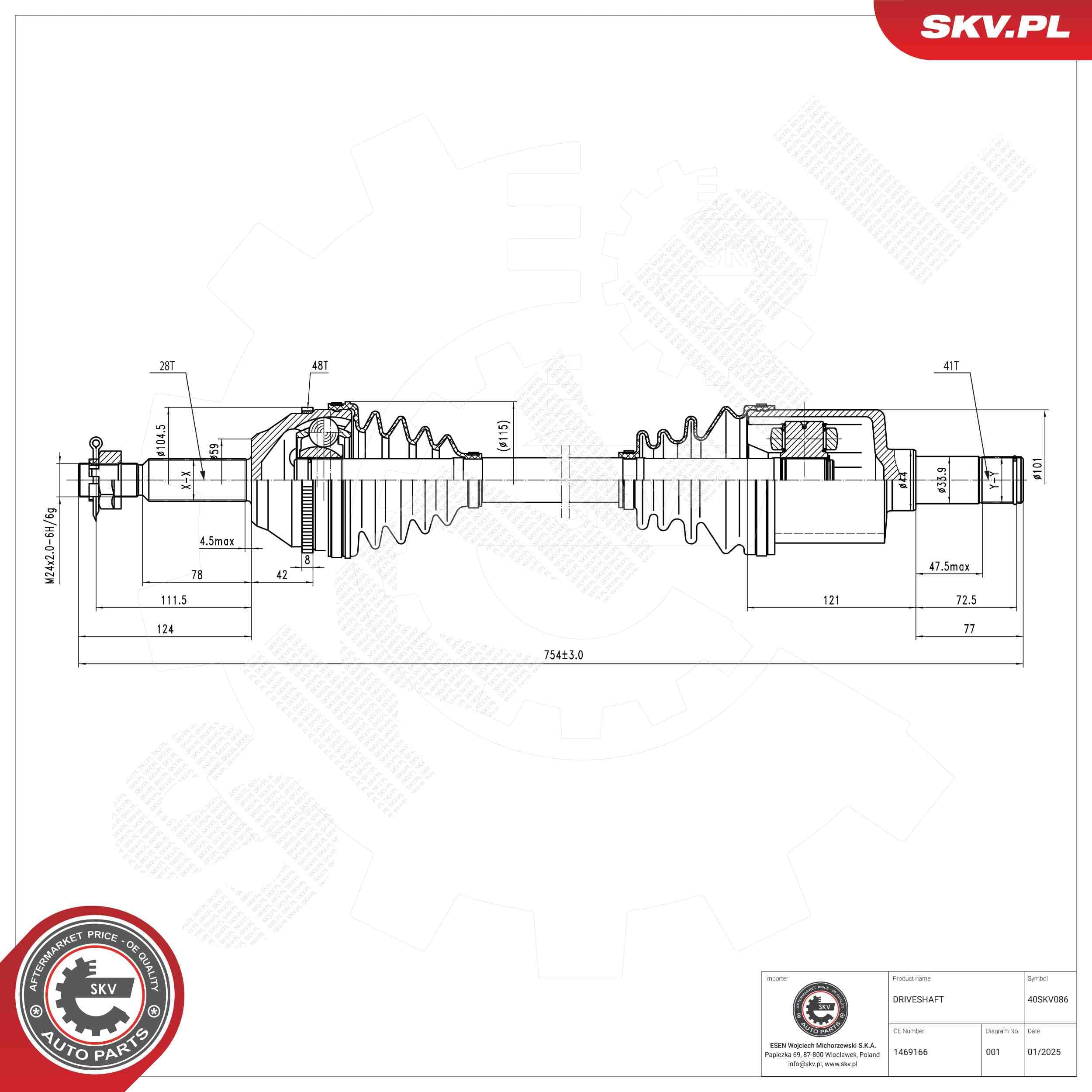 SKV Hnací hriadeľ 40SKV086 1