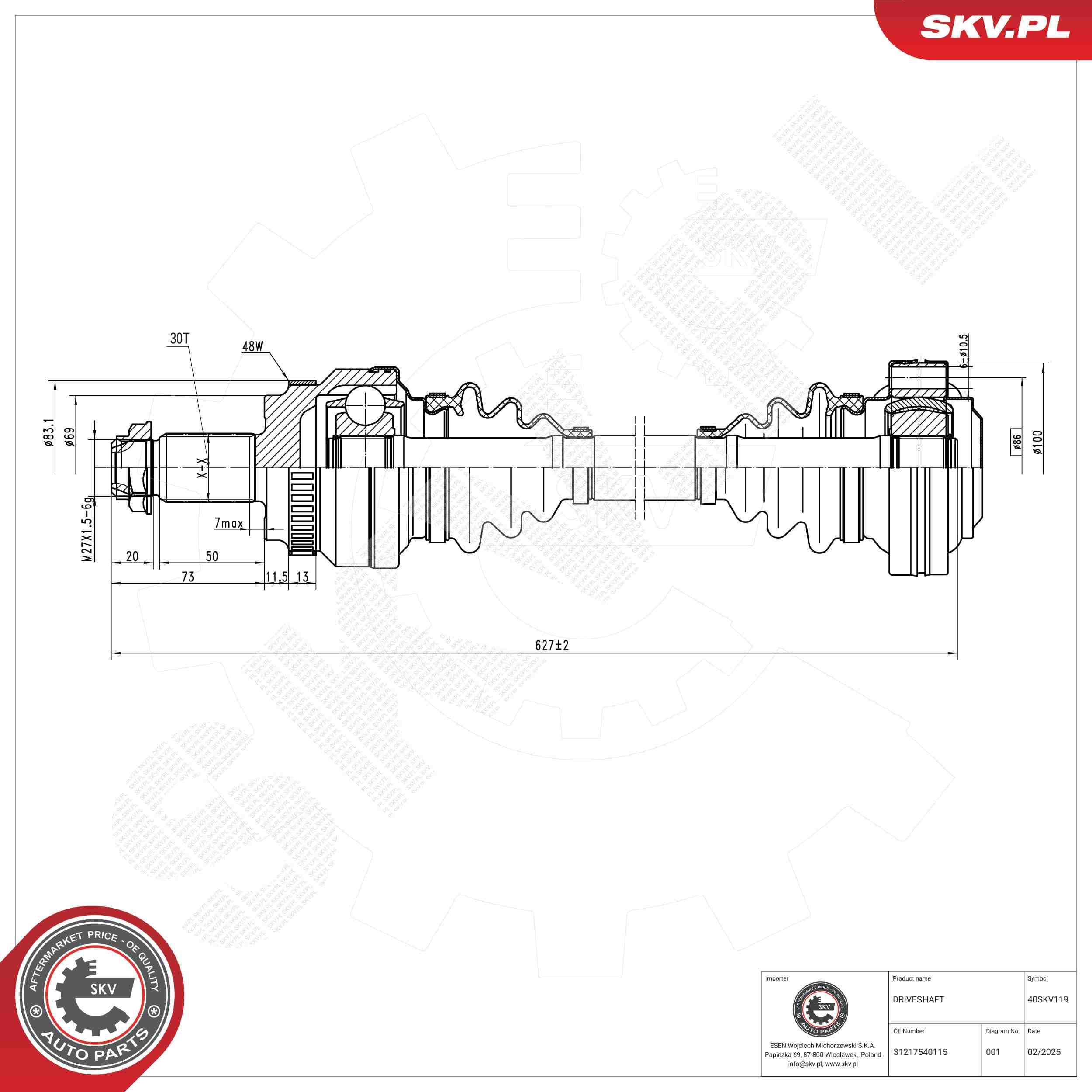 SKV Hnací hriadeľ 40SKV119 1