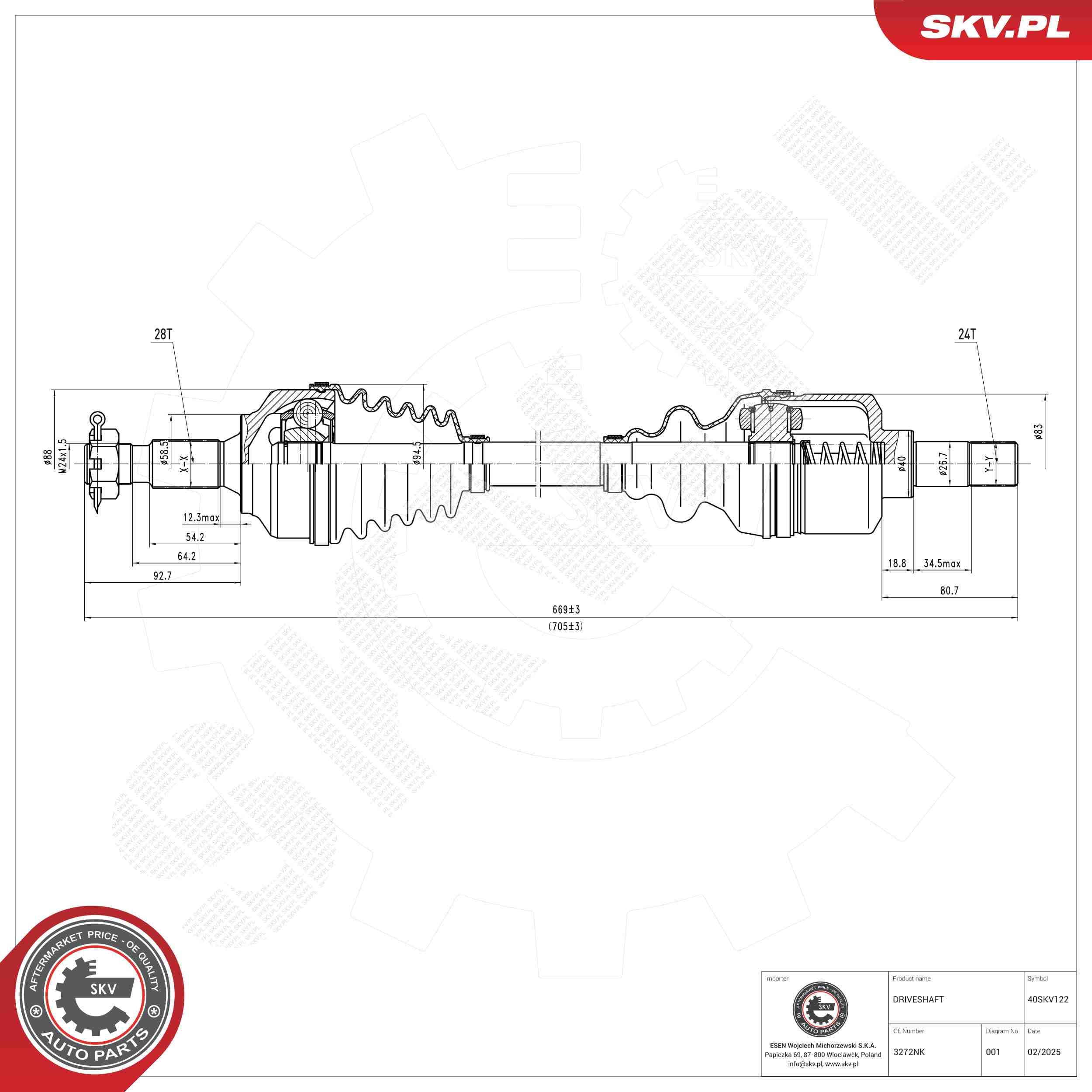 SKV Hnací hriadeľ 40SKV122 1