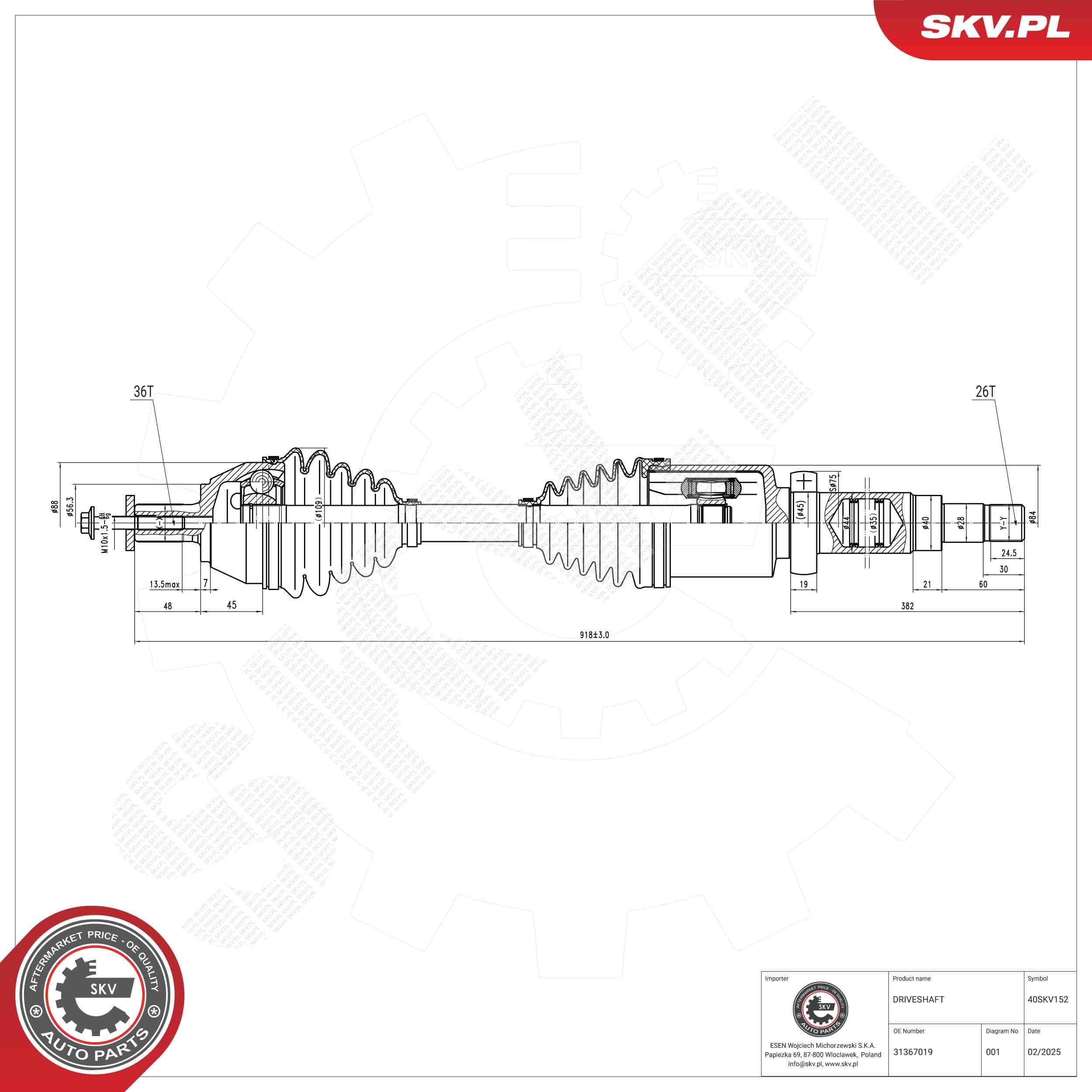 SKV Hnací hriadeľ 40SKV152 1