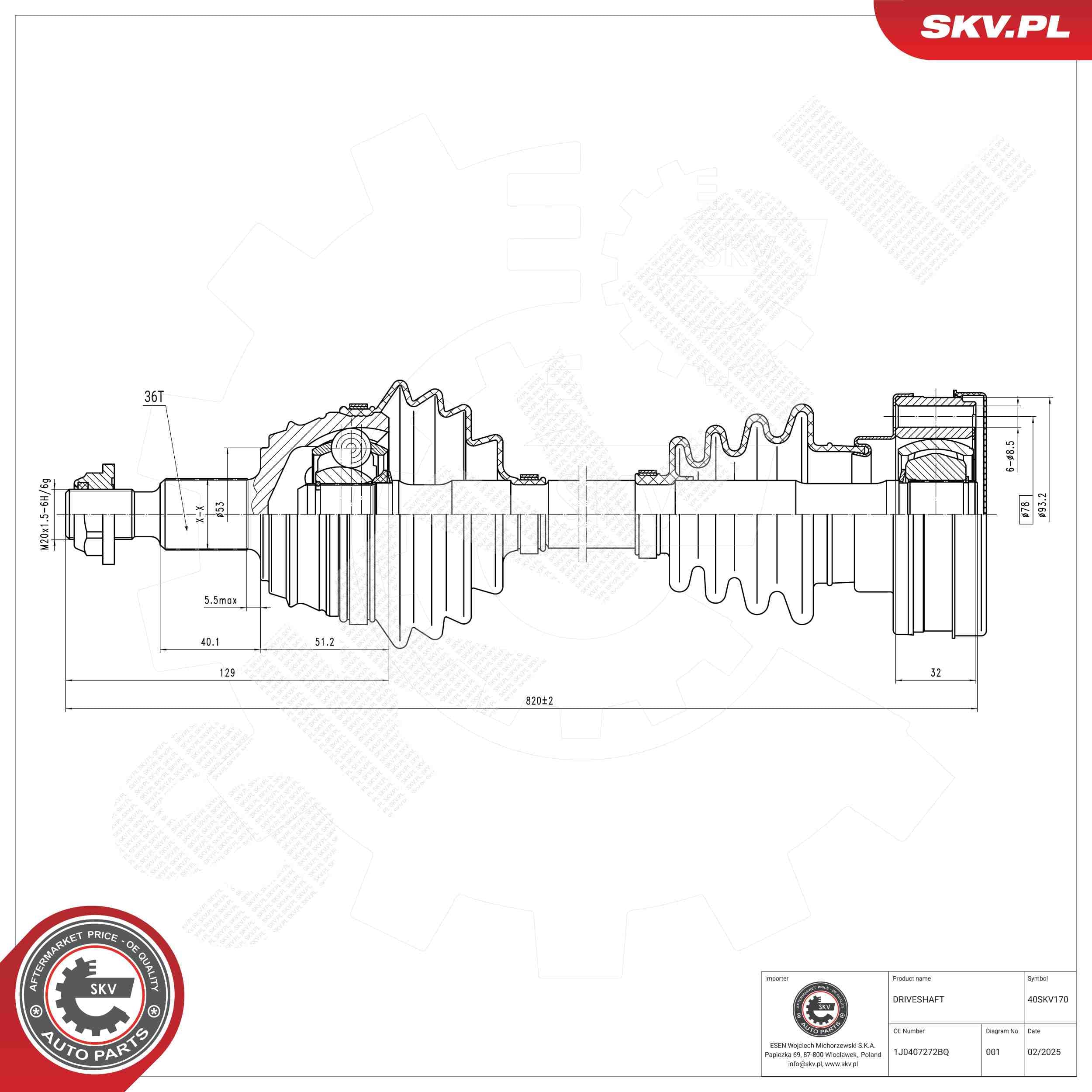 SKV Hnací hriadeľ 40SKV170 1