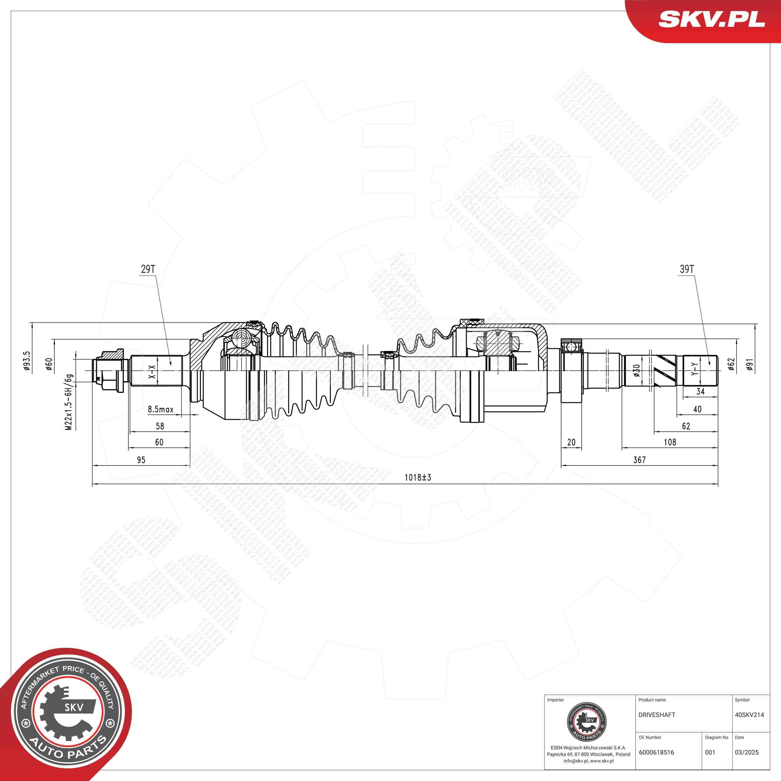 SKV Hnací hriadeľ 40SKV214 1