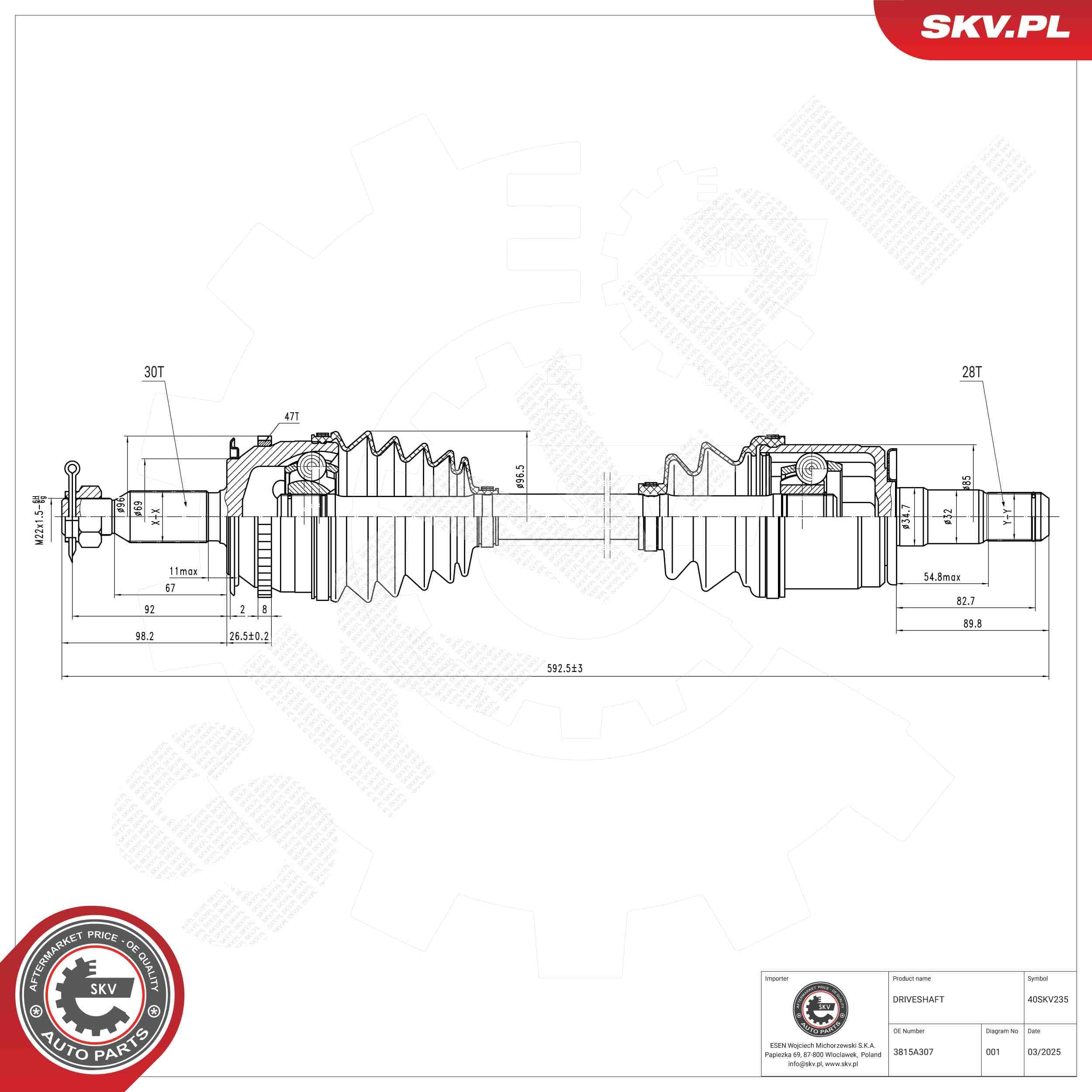 SKV Hnací hriadeľ 40SKV235 1