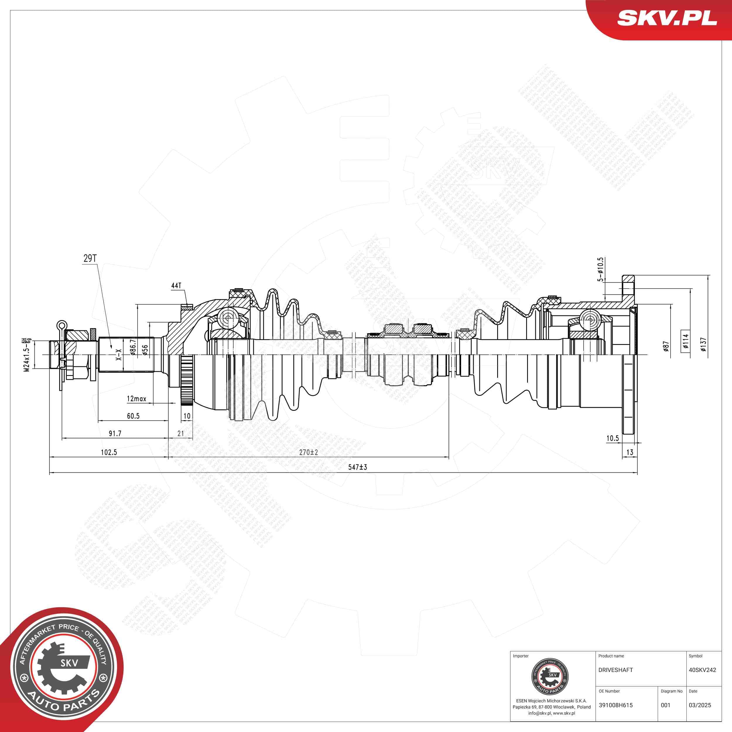 SKV Hnací hriadeľ 40SKV242 1