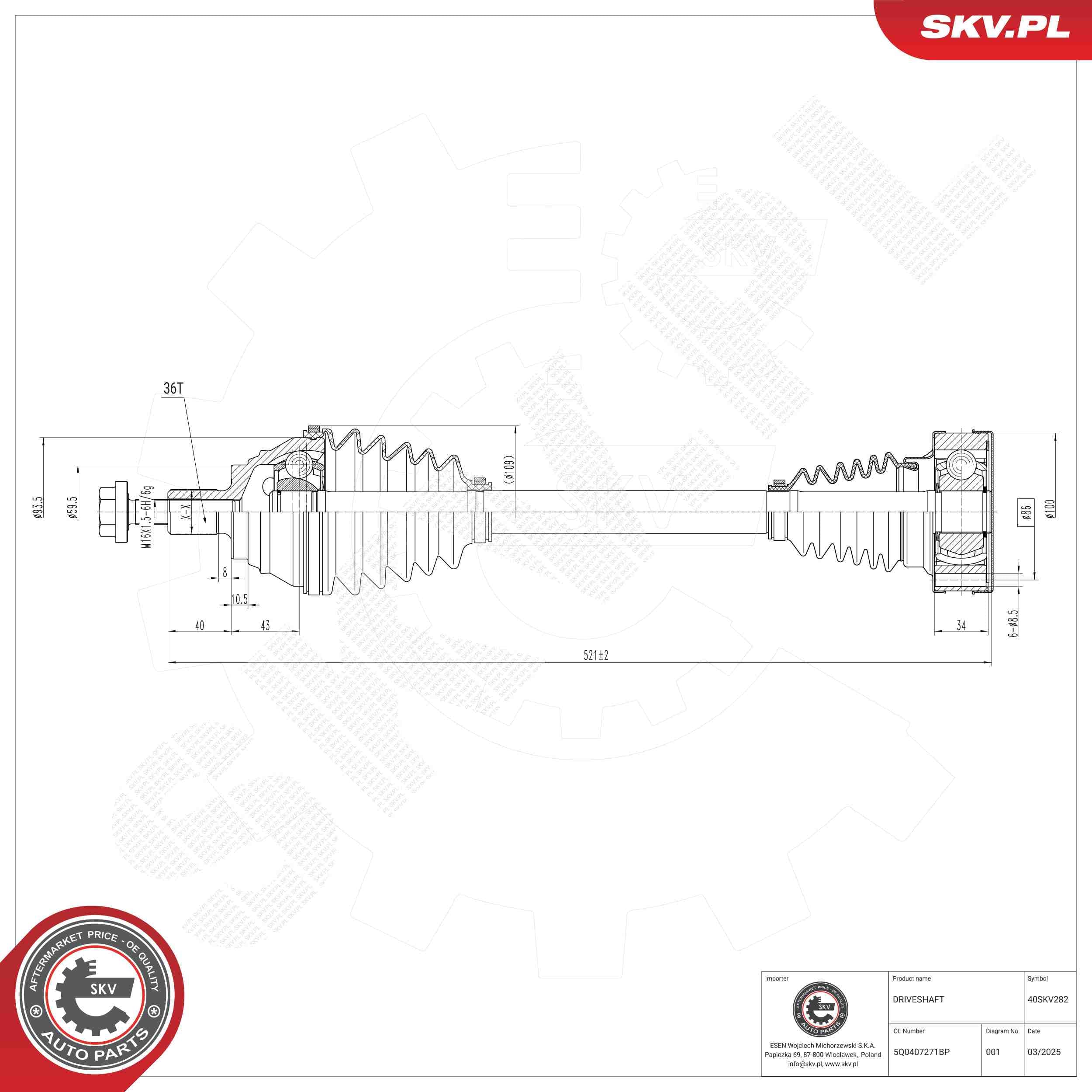 SKV Hnací hriadeľ 40SKV282 1