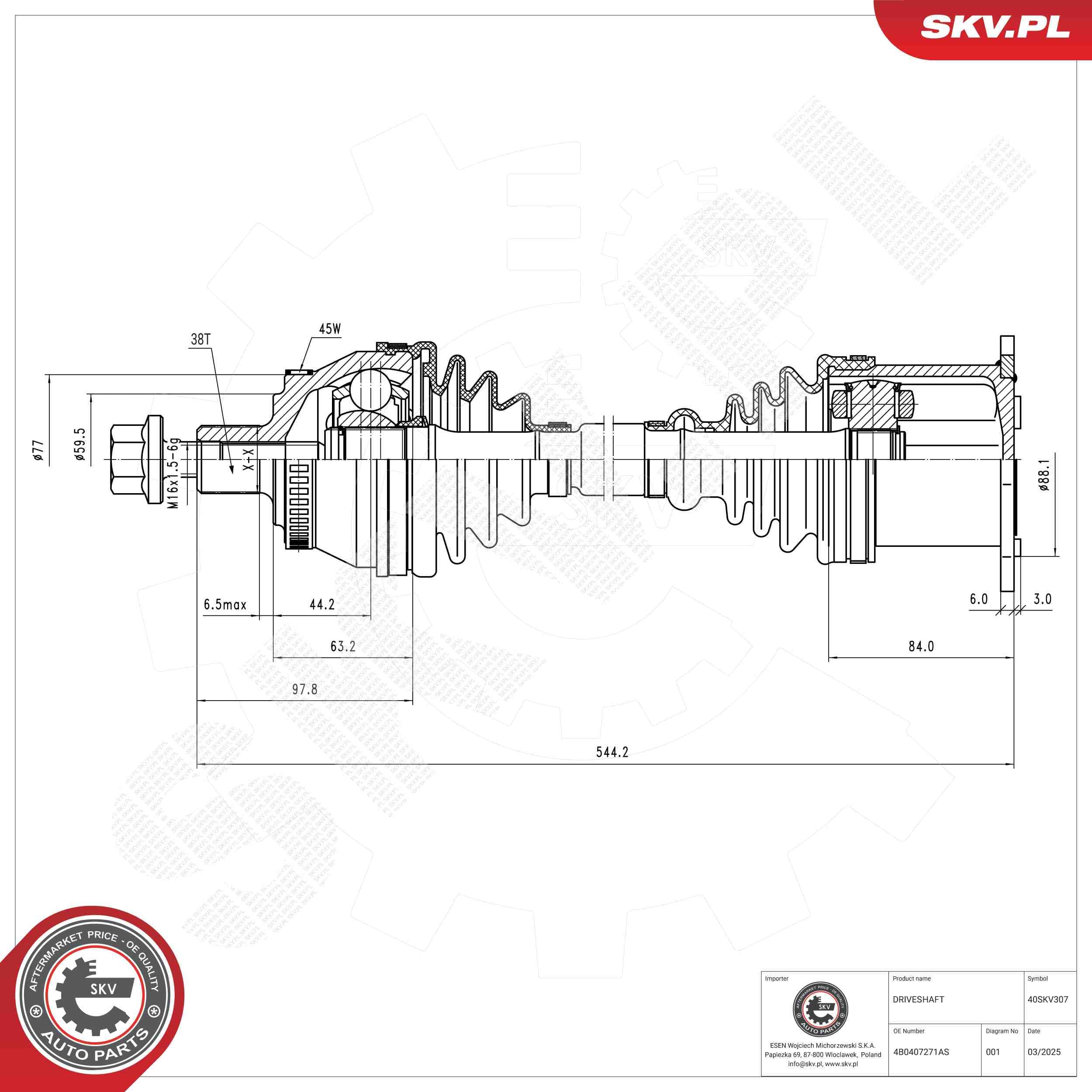 SKV Hnací hriadeľ 40SKV307 1