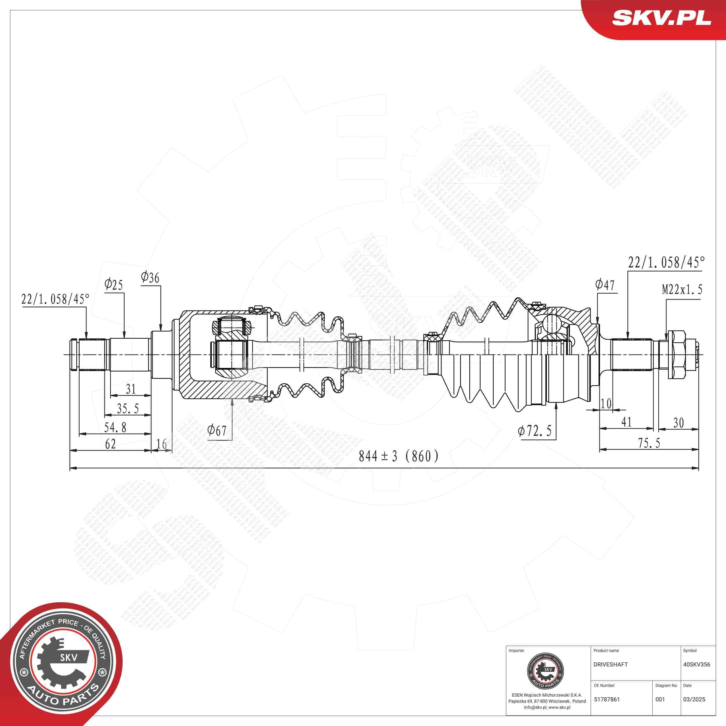 SKV Hnací hriadeľ 40SKV356 1
